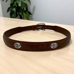 Vintage 1996 Mens Brown Sentry Leather Western Golf Belt Silver Buckle